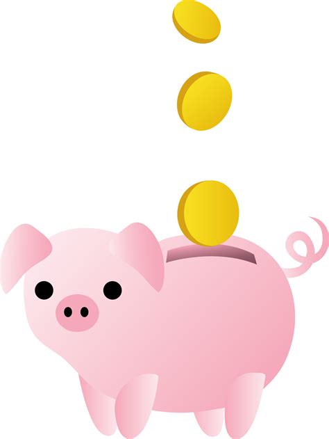 Piggy Bank With Coins - Free Clip Art