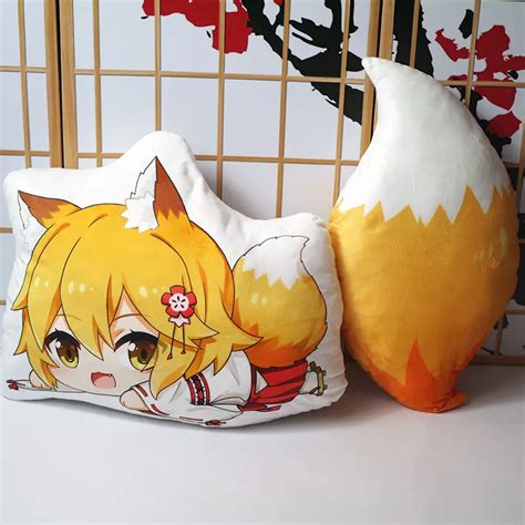 The Helpful Fox Senko san plush toy Anime Sewayaki Kitsune no Senko san pillow doll cosplay tail ...