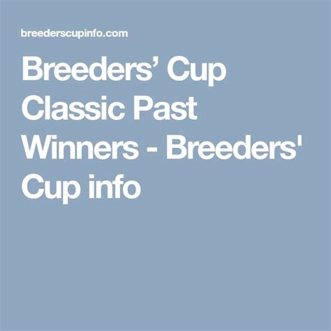 Breeders’ Cup Classic Past Winners - Breeders' Cup info | Breeders cup ...