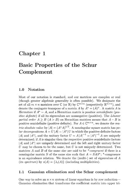 Basic Properties of Schur Complement | PDF | System Of Linear Equations ...