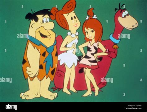 THE FLINTSTONES FRED FLINTSTONE, WILMA FLINTSTONE, PEBBLES Stock Photo - Alamy