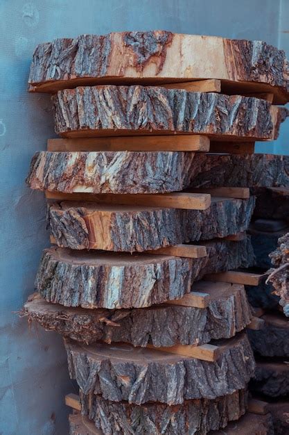 Premium Photo | Stack of the wooden stumps