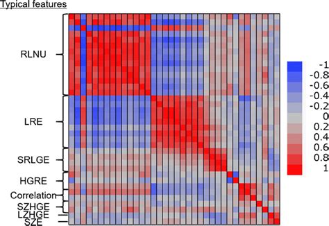 Heat map chart with texture feature diagram. The heat map chart was ...