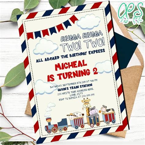 Editable Train Birthday Invitations Instant Download | CustomPartyShirts