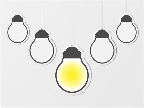 Business creativity inspiration and ideas concepts with lightbulb. Blank hanging frames. Empty ...