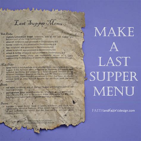 ACTIVITY: Prepare a Last Supper Meal with Recipes – Faith and Fabric