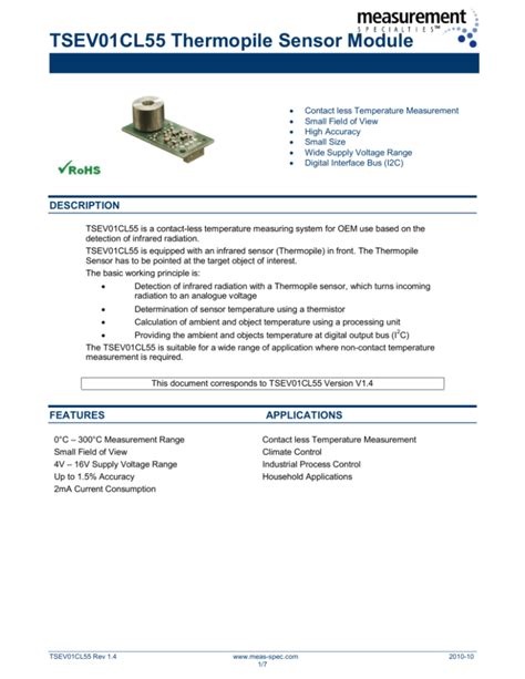 TSEV01CL55 Thermopile Sensor Module