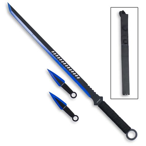 Blue Blade Kunai Ninja Sword - Ninja Sword with Throwing Knives - Full-Tang Sword | KarateMart.com