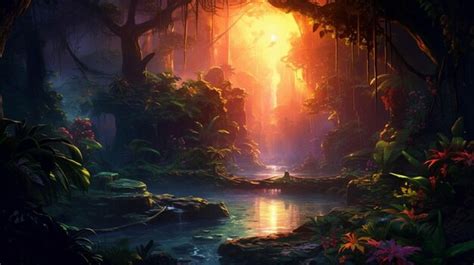 Premium AI Image | Beautiful Anime Sunset Scenery Dramatic Fantasy