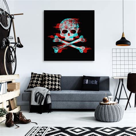 Skull Skull Wall Art Glitch Skull Art Skull Canvas Skull | Etsy