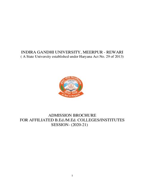 Fillable Online Indira Gandhi University Meerpur B.Ed and M.Ed ...