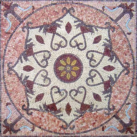 Flower and Heart Pattern Mosaic - Mosaic Natural