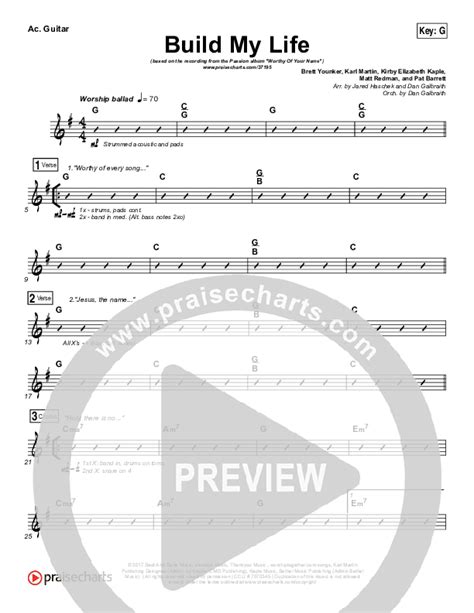 Build My Life Acoustic Guitar Sheet Music PDF (Passion / Brett Younker) - PraiseCharts