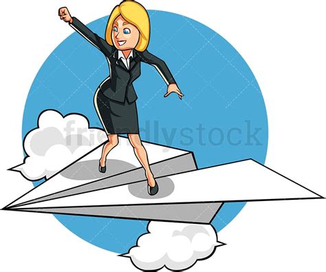 Businesswoman Flying Up In The Sky Cartoon Vector Clipart - FriendlyStock