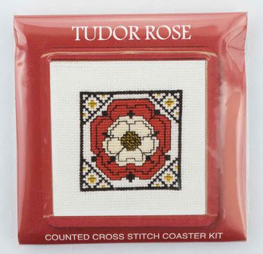 Tudor Rose Counted Cross Stitch Coaster Kit - The Yarn Barn of San Antonio