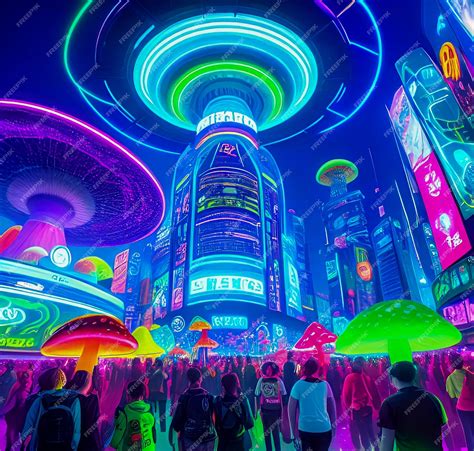 Premium AI Image | Futuristic neon city cyberpunk cityscape