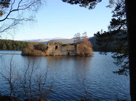 The ruins of the 14th castle on Loch an Eilean. Once the stronghold of ...