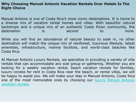 Why Choosing Manuel Antonio Vacation Rentals Over Hotels Is The Right Choice? by Manuel Antonio ...