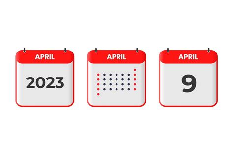 April 9 calendar design icon. 2023 calendar schedule, appointment ...