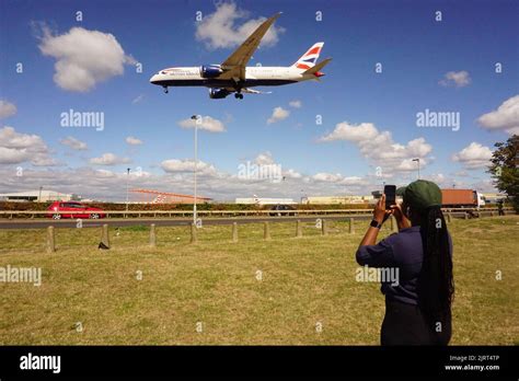 Plane spotting near Heathrow Airport in London, United Kingdom Stock ...