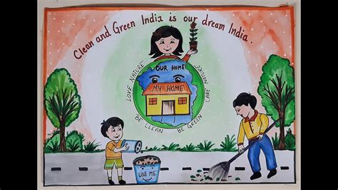 How to draw Clean India Green India poster making step by step l Swachh ...