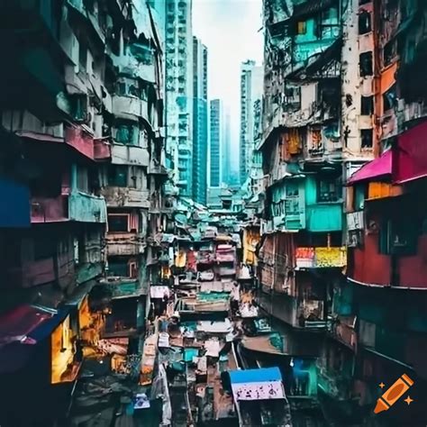 Urban photography of future hong kong slums on Craiyon