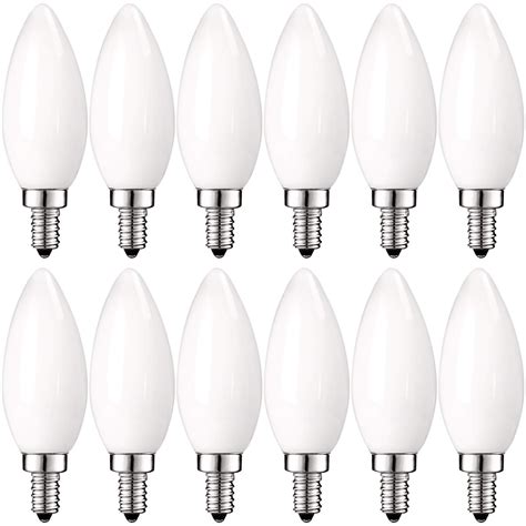 Luxrite E12 LED Chandelier Frosted Light Bulbs, Dimmable, 40 Watt Equivalent, 2700K Warm White ...