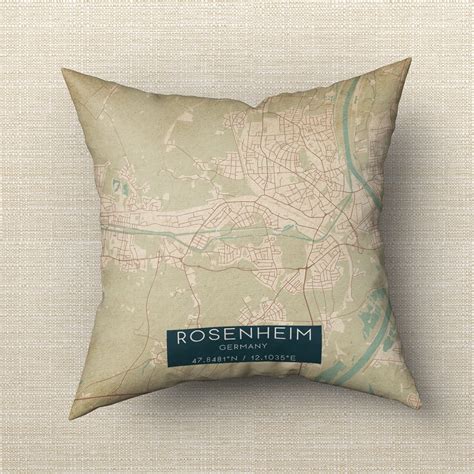 Vintage Rosenheim Germany Map Pillow, Custom Double Sided Pillow - Custom Maps & Posters