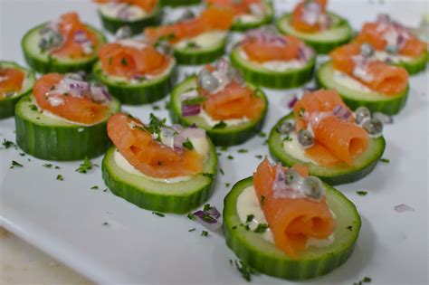 Smoked salmon cucumber chips with capers, red onion and dill sauce Creamed Cucumber Salad ...