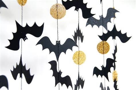 Halloween Garland Bat Garland Paper Garland in Black and | Etsy