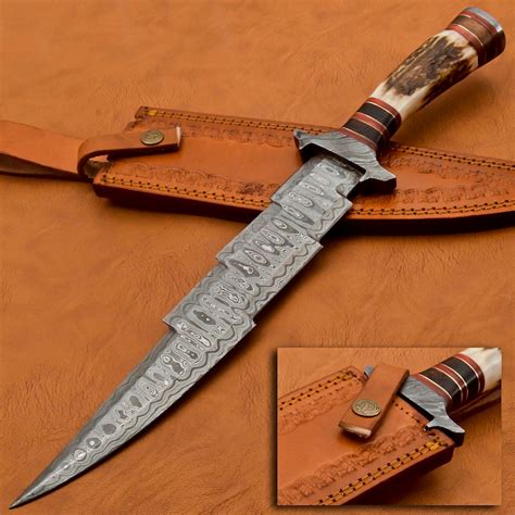 Custom Damascus Fighter Kris Dagger Hunting Knife Stag - Etsy Hong Kong