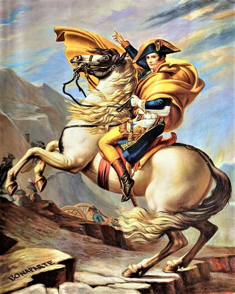 Napoleon Crossing the Alps by Jacques Louis David Oil Painting Reproduction on Canvas Hand Made ...