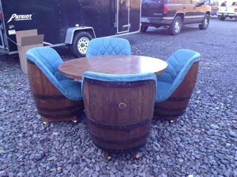 Vintage 1970's Whiskey Barrel Chairs and Table, Pub Retro Card Poker ...