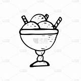 冰淇淋球与吸管图标，贴纸，卡片手绘矢量涂鸦。素描，斯堪的纳维亚，极简主义，单色。单元素设计。食品、甜素材 花瓣� sketch template