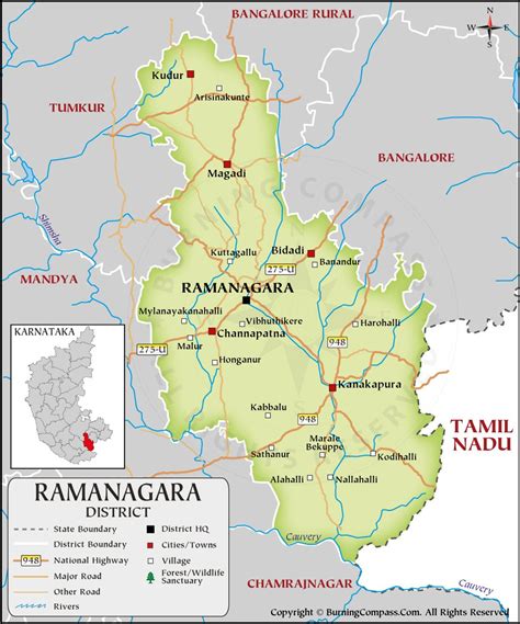 Ramanagara District Map, Karnataka, India