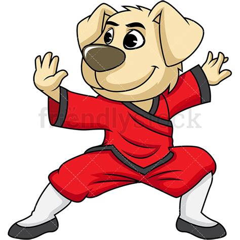 Dog Mascot Doing Kung Fu Cartoon Vector Clipart - FriendlyStock