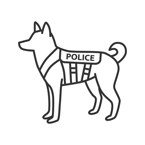 K9 police dog linear icon. German shepherd. Military dog breed. Thin ...