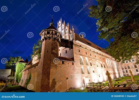 Medieval castle at night stock image. Image of citadel - 26848945