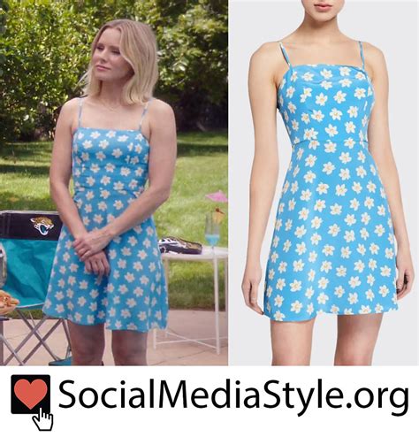 Eleanor (Kristen Bell)'s blue floral print dress from The Good Place