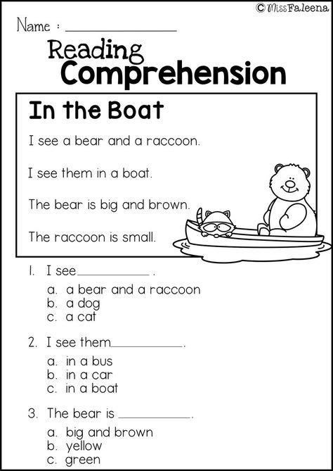 Reading Comprehension Set 1 | Reading comprehension kindergarten, Reading comprehension ...