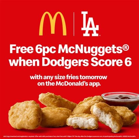 Los Angeles Dodgers on Twitter: "When the Dodgers score six, you score too! Check the McD's app ...