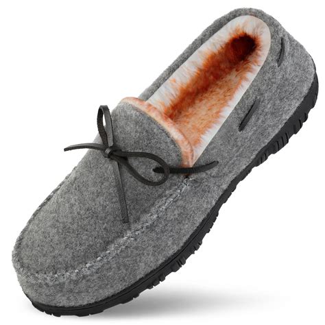 HOMEHOT Mens Slippers Moccasins House Shoes with Memory Foam Non-Slip ...