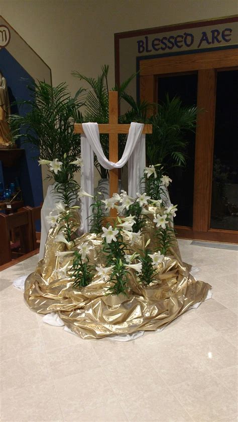 Easter Flowers | Easter altar decorations, Church easter decorations, Palm sunday decorations