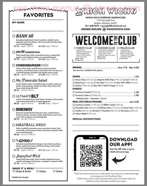 Online Menu of Which Wich Restaurant, Mobile, Alabama, 36607 - Zmenu