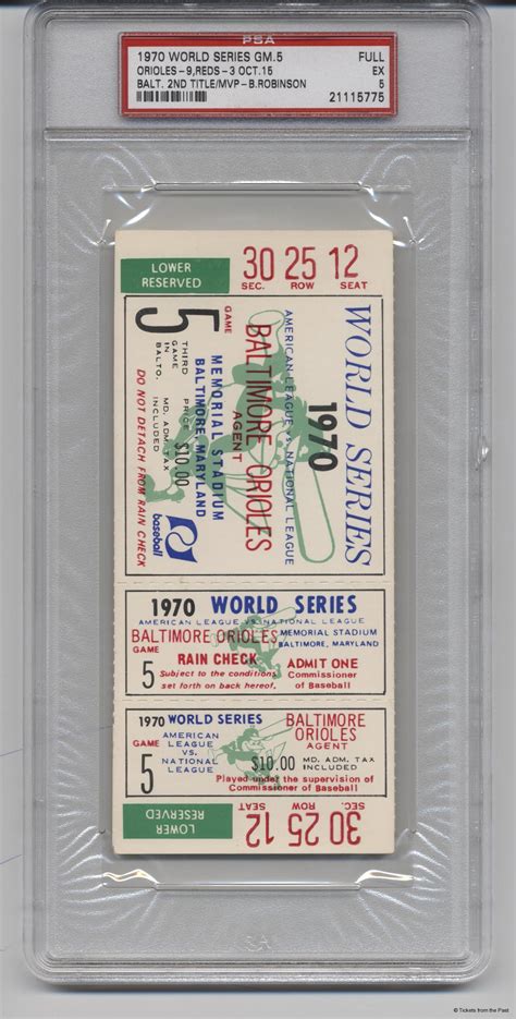 1970 World Series Game 5 Ticket Full PSA 5 - Tickets From The Past