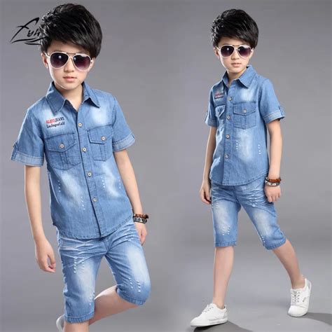 FYH Boys Clothes Summer Boys Clothing Set 2pcs Cowboy Shirt +Denim ...