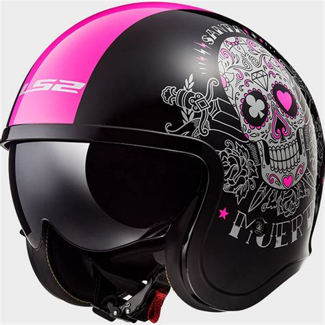 LS2 Spitfire OF599 Pink Muerte Motorcycle Helmet Black/Pink - Walmart.com