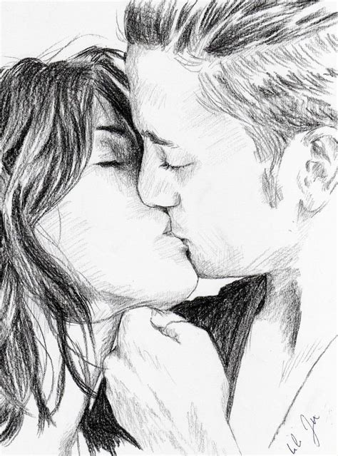 First Kiss, Pencil drawing. | Cute couple drawings, Love drawings ...