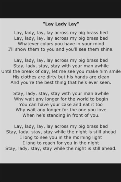 Bob Dylan Lay Lady Lay Lyrics