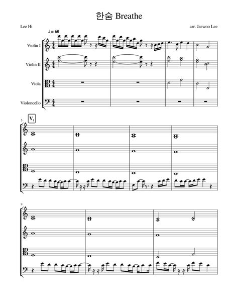 한숨 Breathe - Lee Hi Sheet music for Violin, Viola, Cello (String Quartet) | Musescore.com